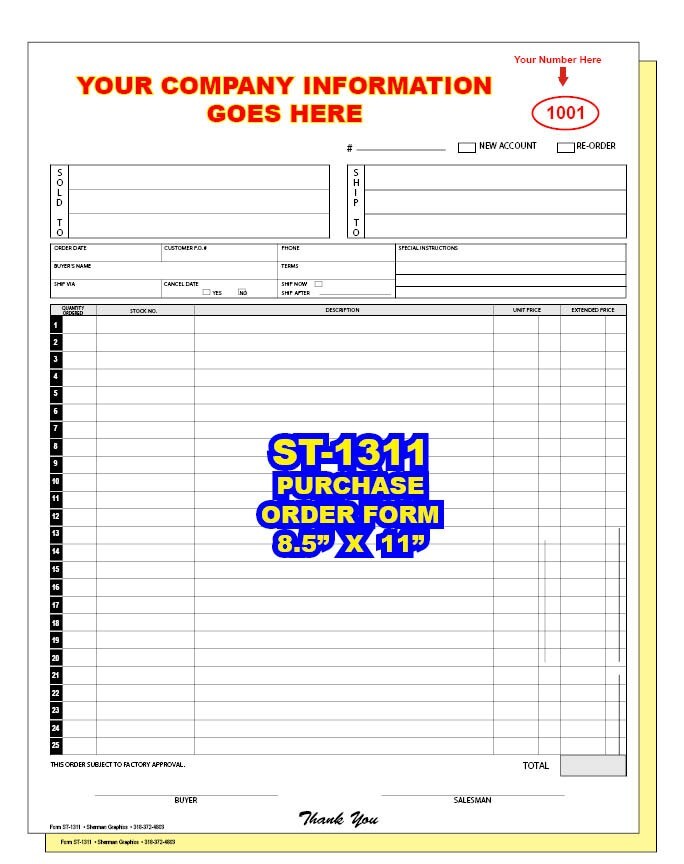 PURCHASE ORDER FORM 2 or 3 Part Carbonless