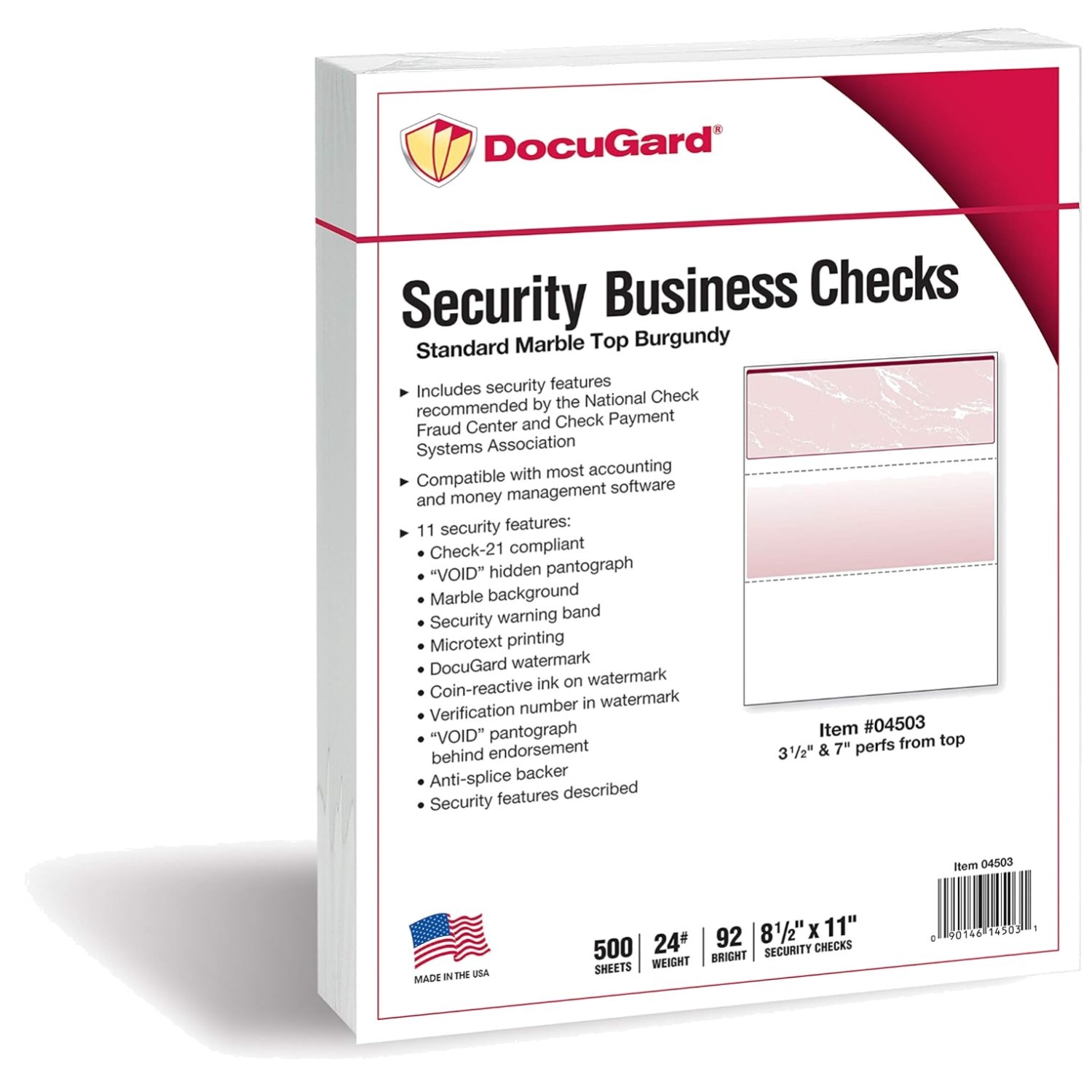 Professional Burgundy Marble Business Checks – Laser/Inkjet