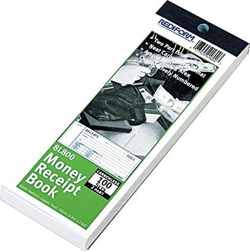 Rediform Money Receipt Book, 2.75 x 7.625 Inches, 100 Pages (8L800)
