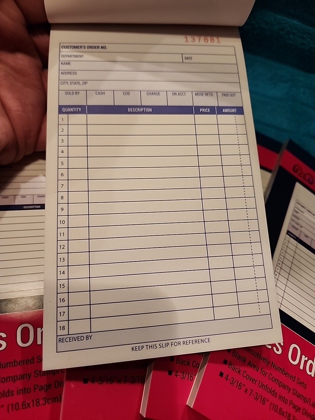 5 Pack 2 Part Carbonless Sales Order Books Receipt Forms 40 Set 4.19″ X 7.19″