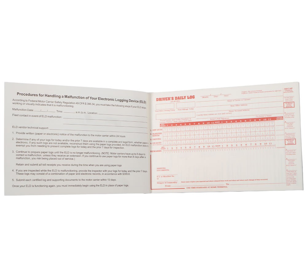 20PK ELD Backup Driver Log Books for Truck Drivers w/ Inspection Report