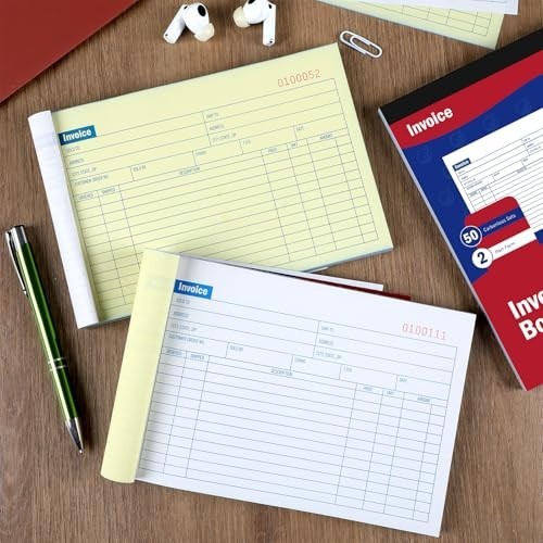 9 Pad Invoice Book for Small Business – 2-Part Carbonless Receipt & Work Order,