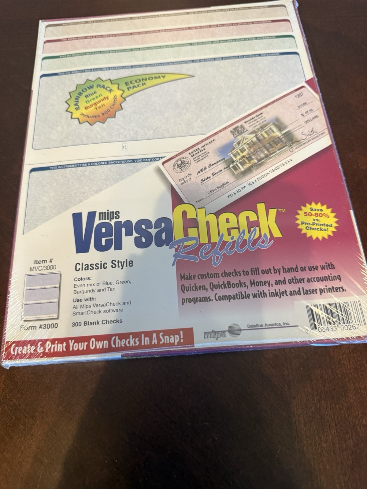 Mips VersaCheck Refills Form 3000 Classic Style Rainbow Pack 300 Blank Checks
