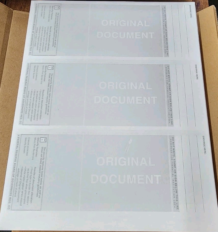 VersaCheck Security Business Checks, 3 Per Sheet, 750 Checks, NEW, SHIPS FREE