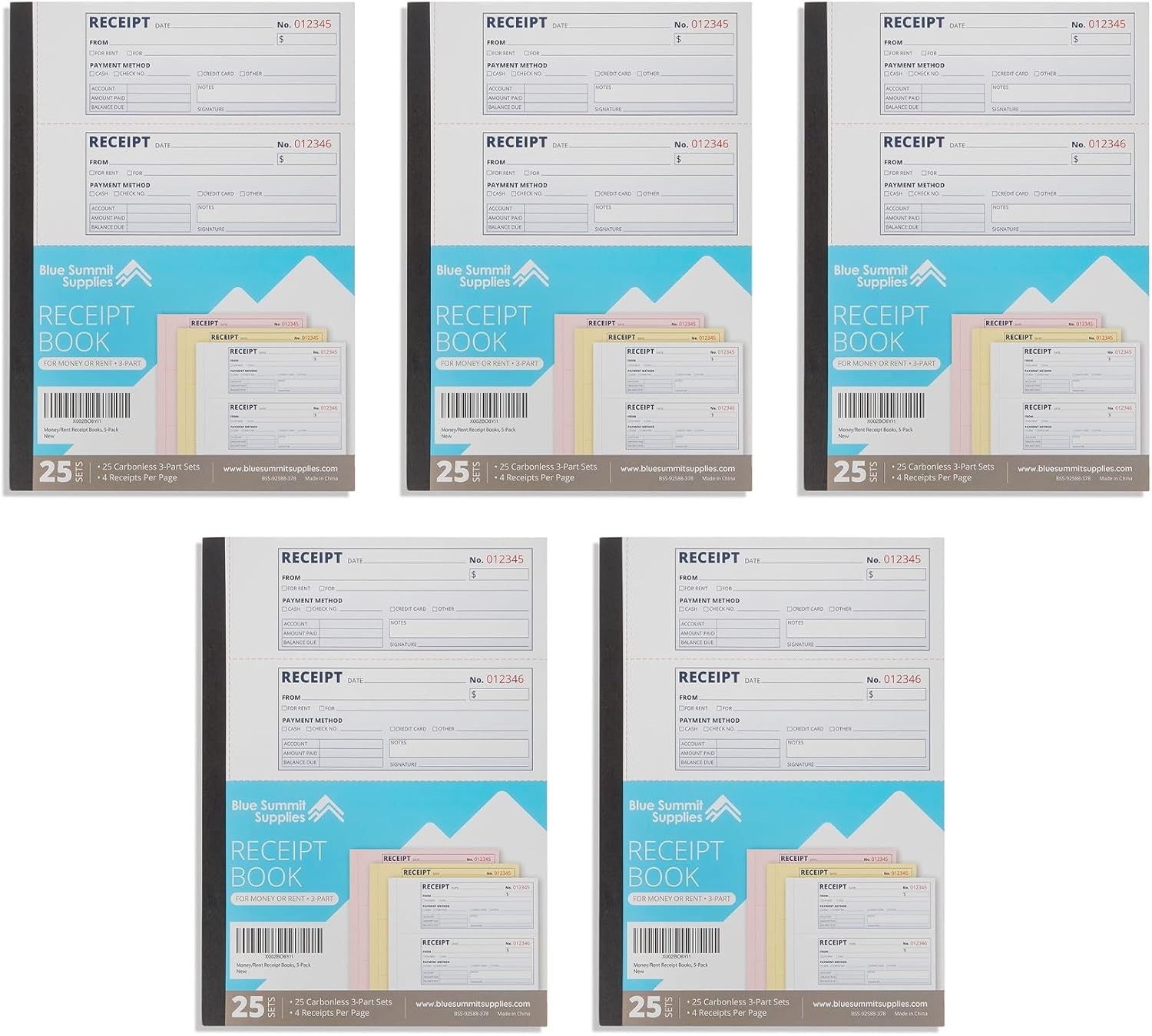 Organized Carbonless Rent Receipt Book with 500 Receipts, Perfect for Landlords
