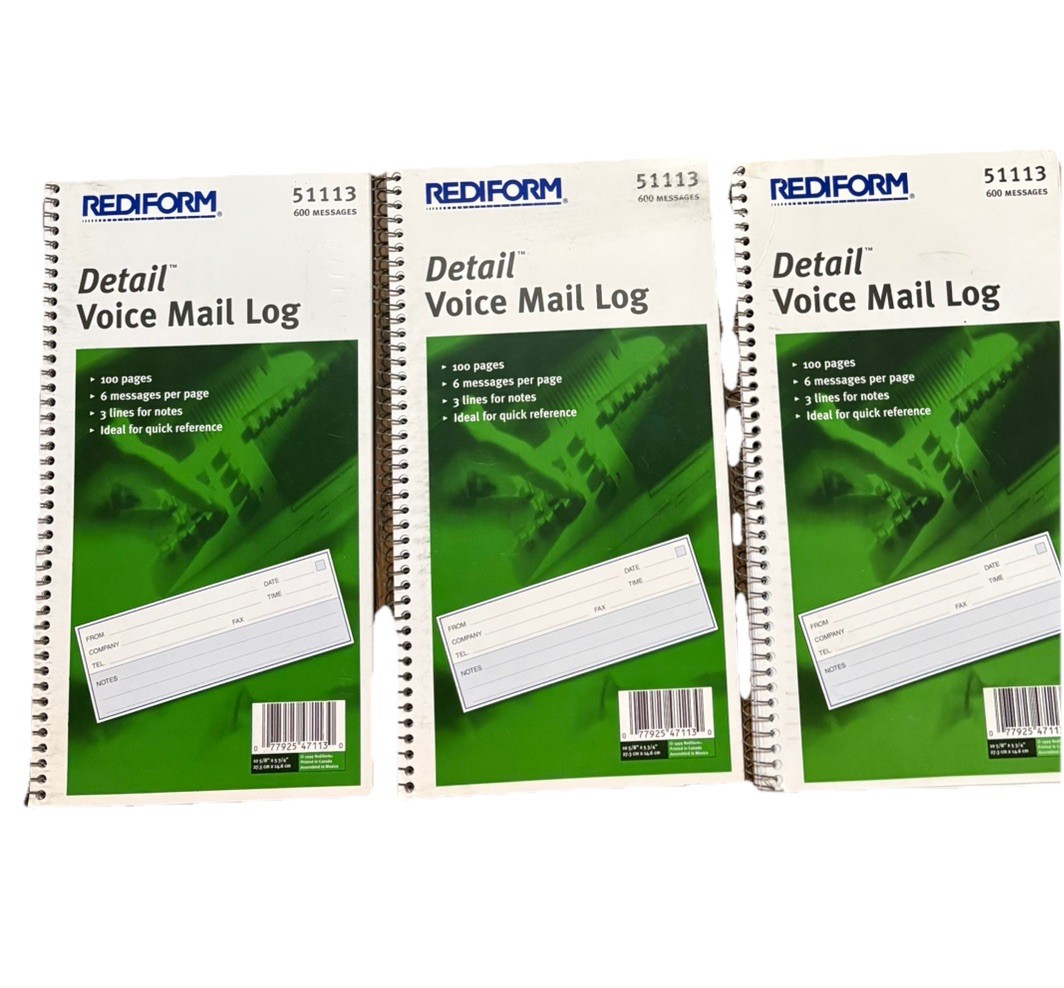 Rediform 51113 Detail Voice Mail Log (3 Books)