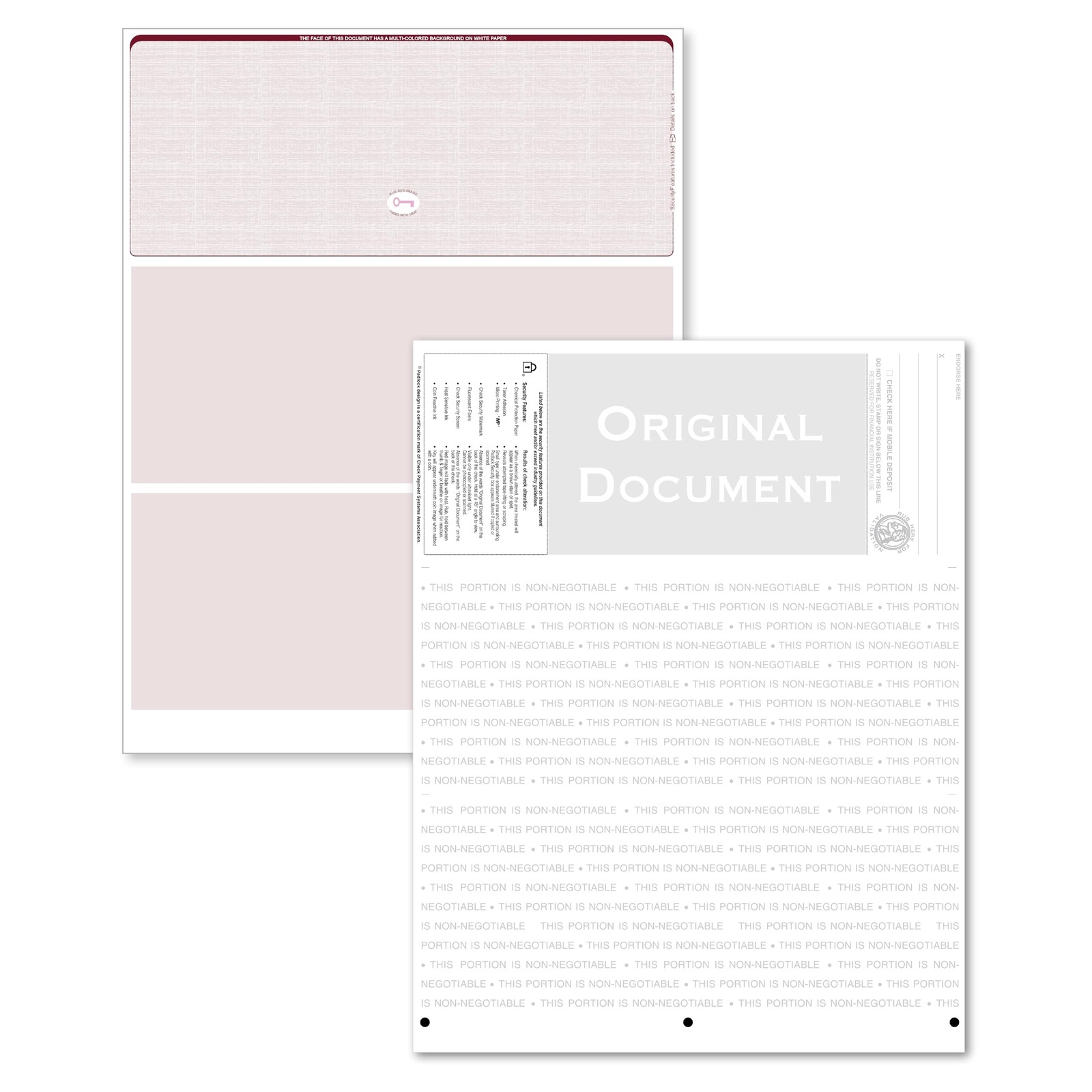 Blank High Security Computer Checks , 250 Burgundy Checks