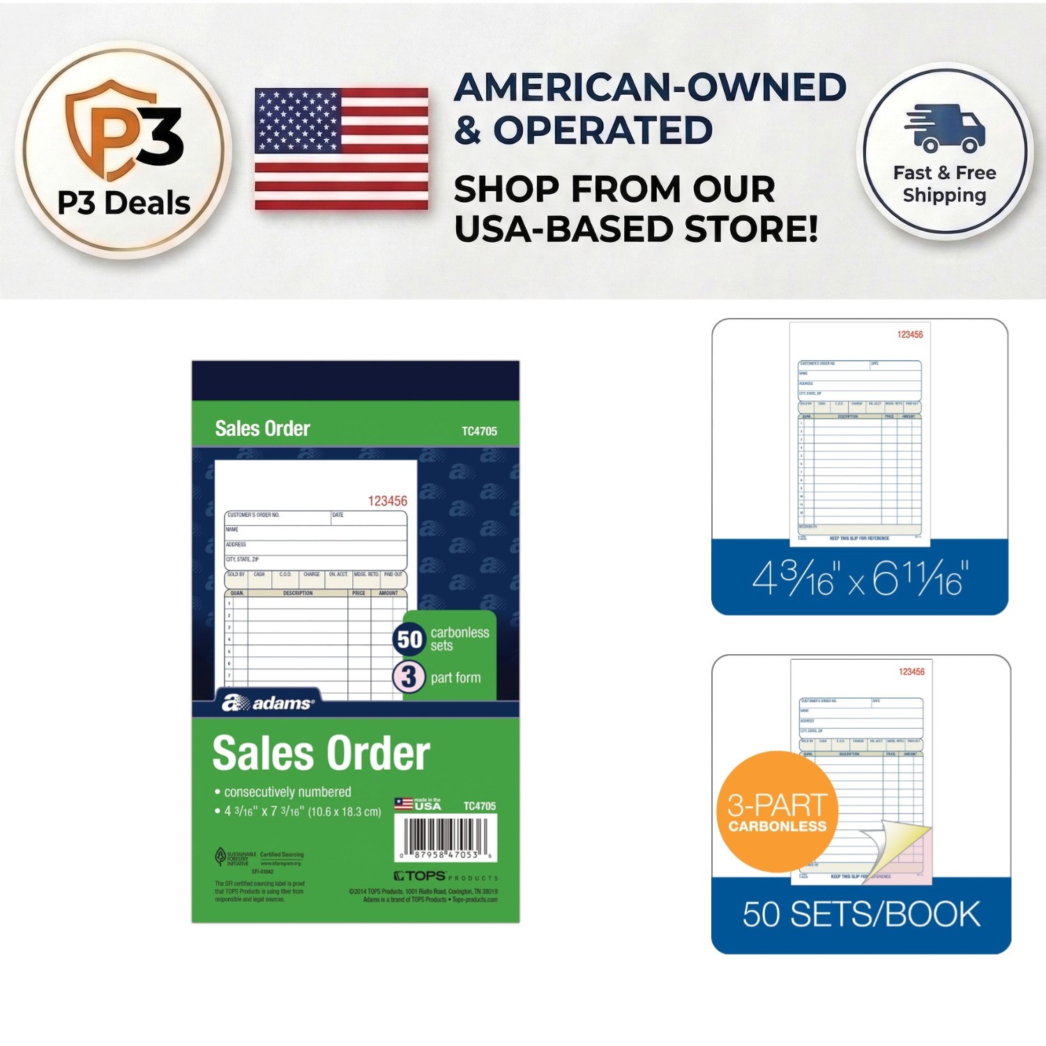 Elegant Carbonless Sales Order Book – 3 Parts, 50 Sets, Customizable Header