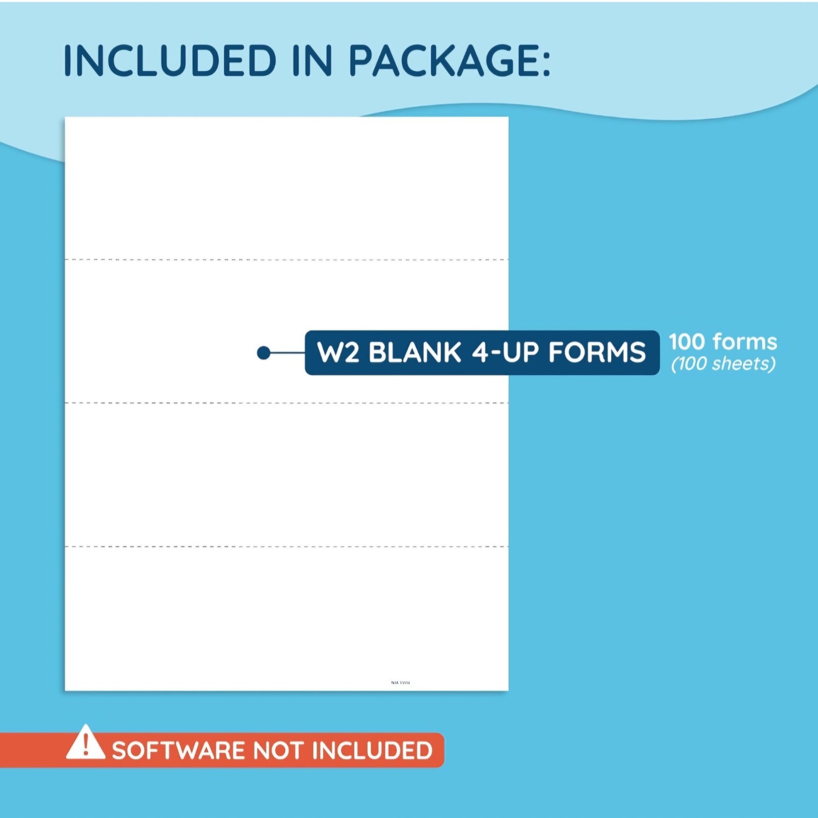 Blank 2025 W2 4 Up Horizontal Tax Forms, 100 Employee Forms, Designed for QuickB