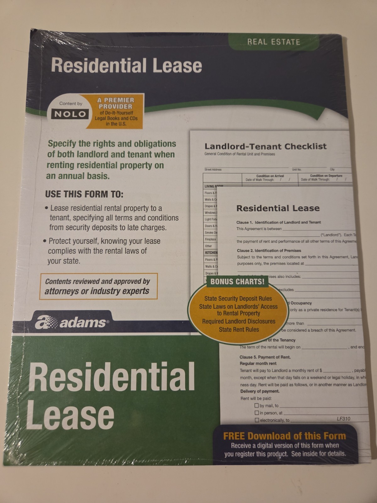 Residential Lease Real Estate Form LF310 NOLO Adams Brand