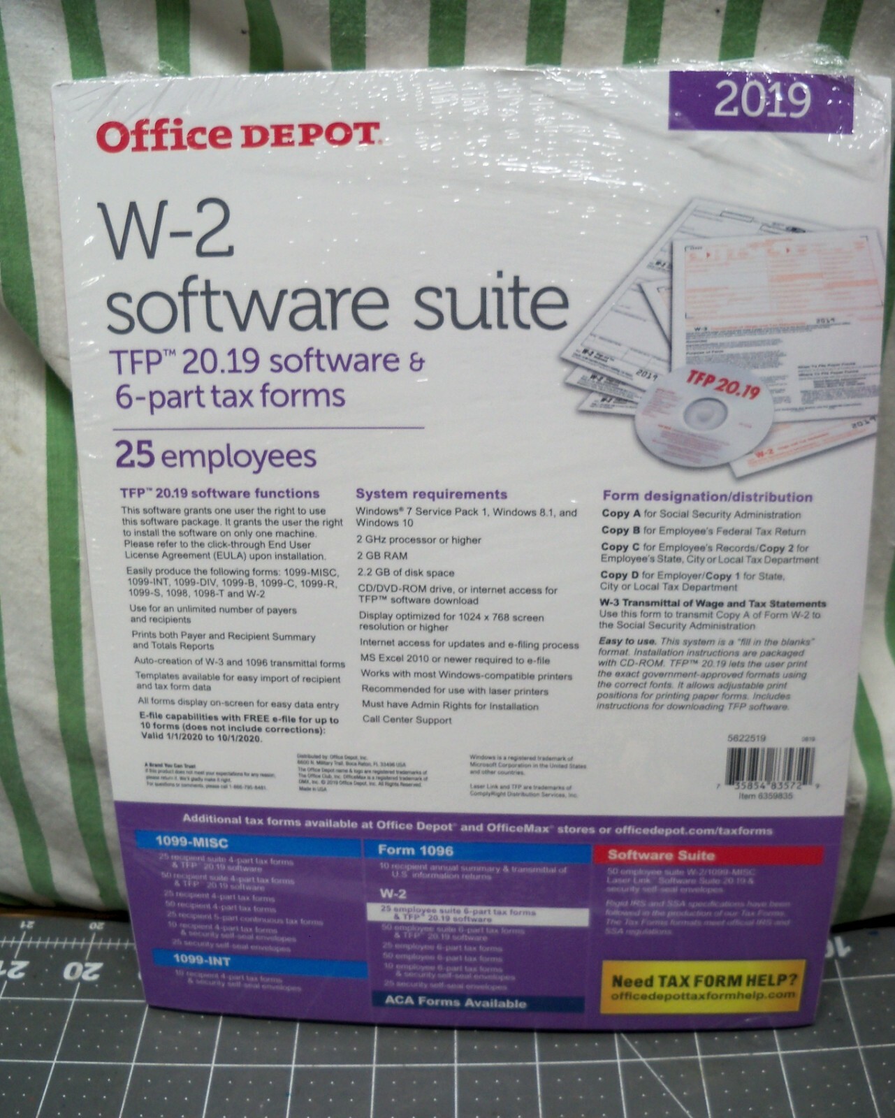 Office Depot W-2 Software Suite 2019 2-Up 6-Part 25 Pk Laser Tax Form Staples W2