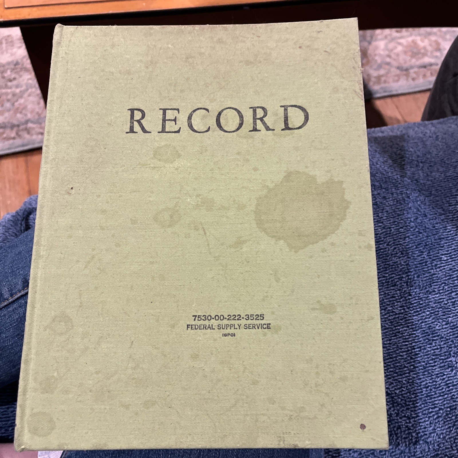 Vintage Federal Supply Service Record Book Green 14″×8″ NOS
