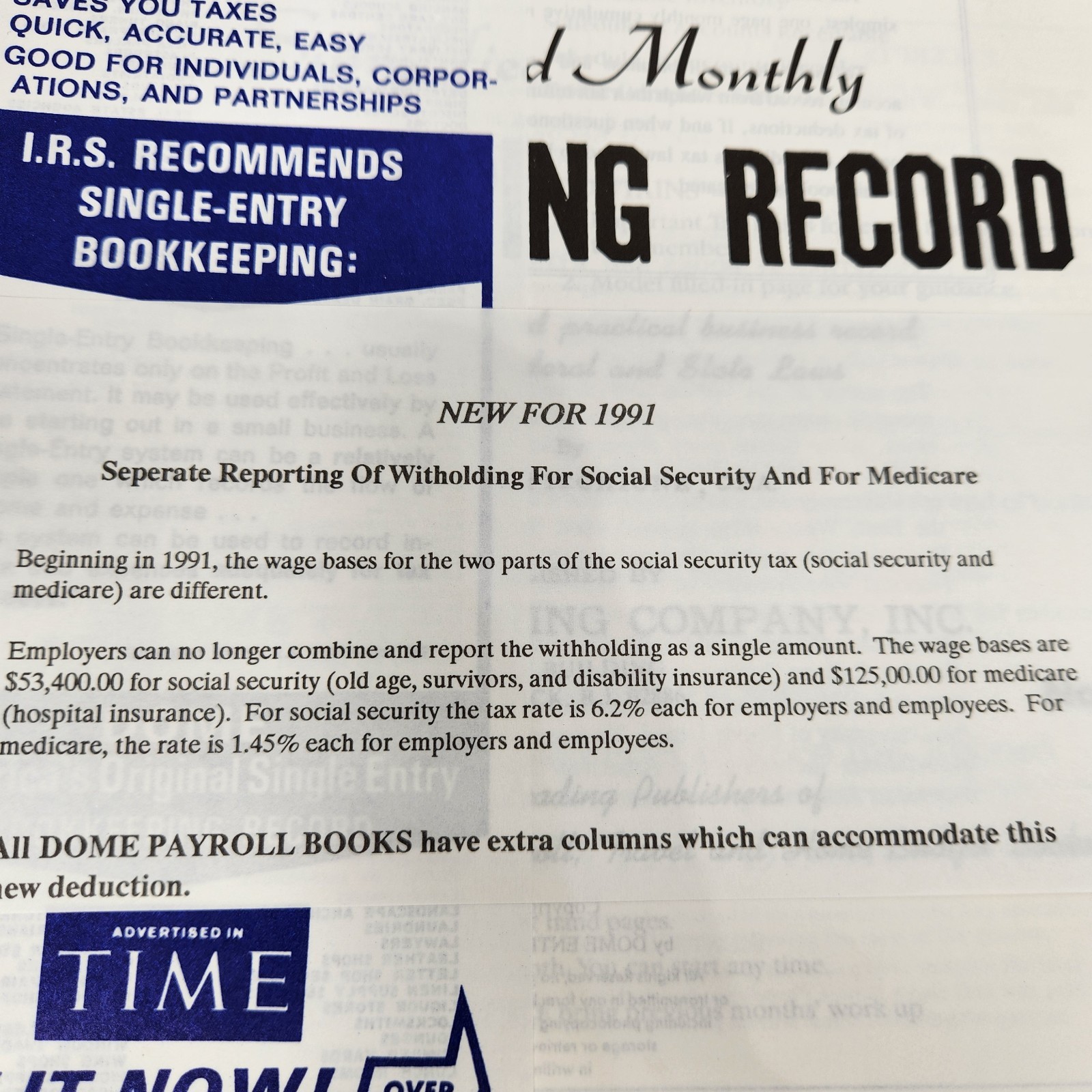 Dome Simplified Monthly Bookkeeping Record Accounting 8.75″ X 11.25″ Lot of 2
