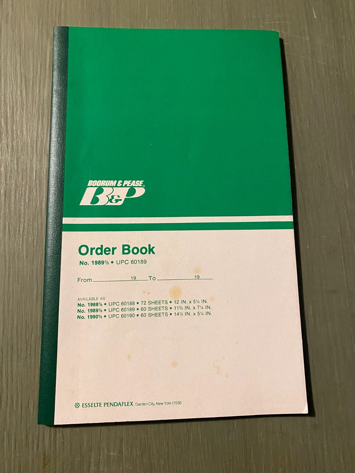 Vintage Boorum & Pease Order Record Book College Ruled 11 3/4″ By 7 1/4″ – NEW