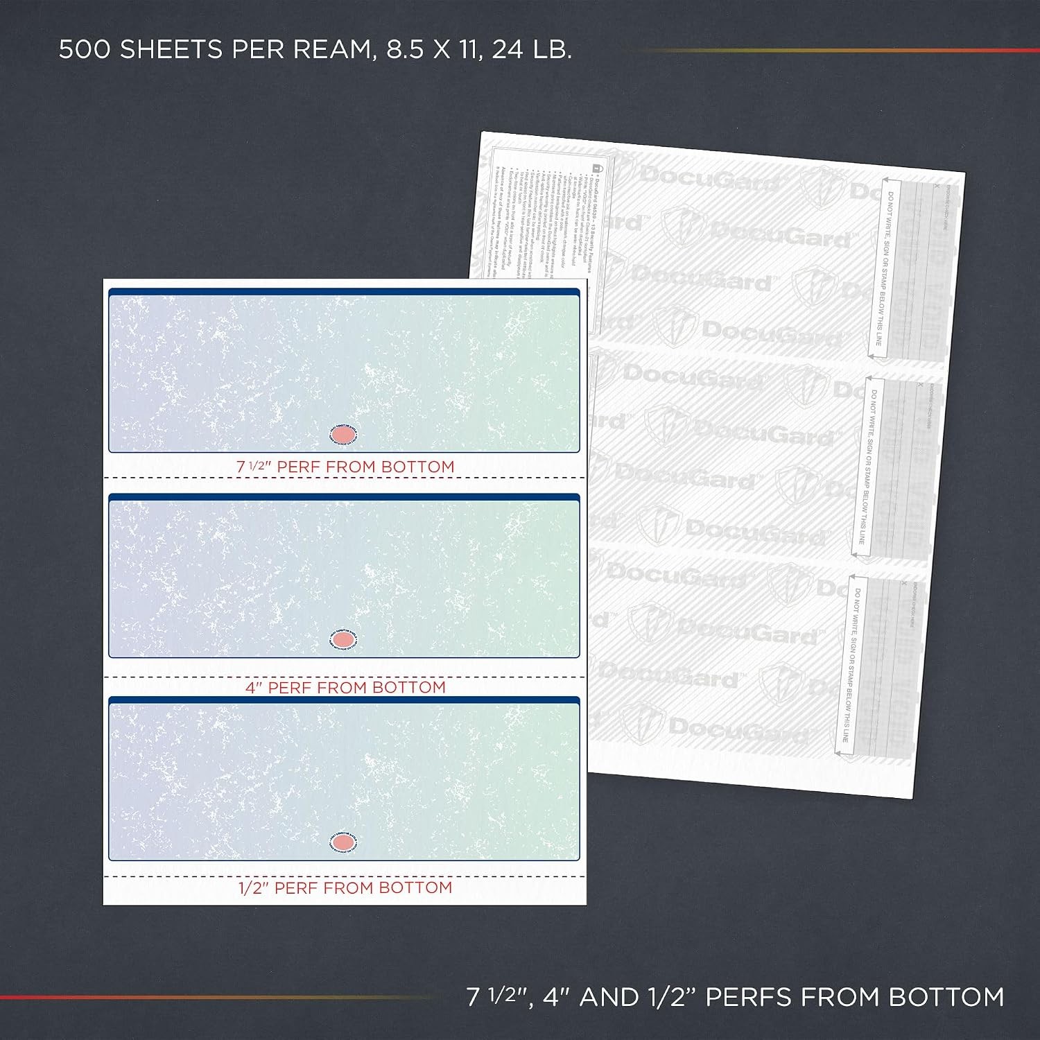 Premium Blank Check Stock – 8.5×11″, 500 Sheets, Red-Blue Prismatic