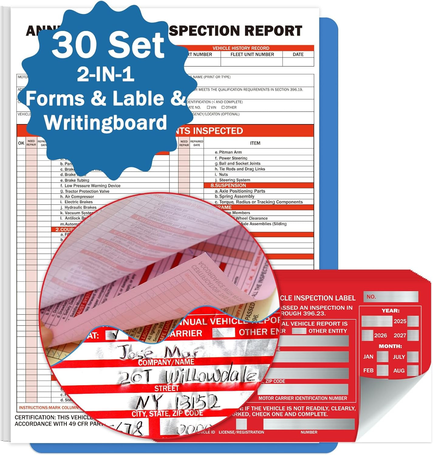 30 Set 2-In-1 Form and Lable Keep Track Organization Kit – 30-Pk Carbonless R…