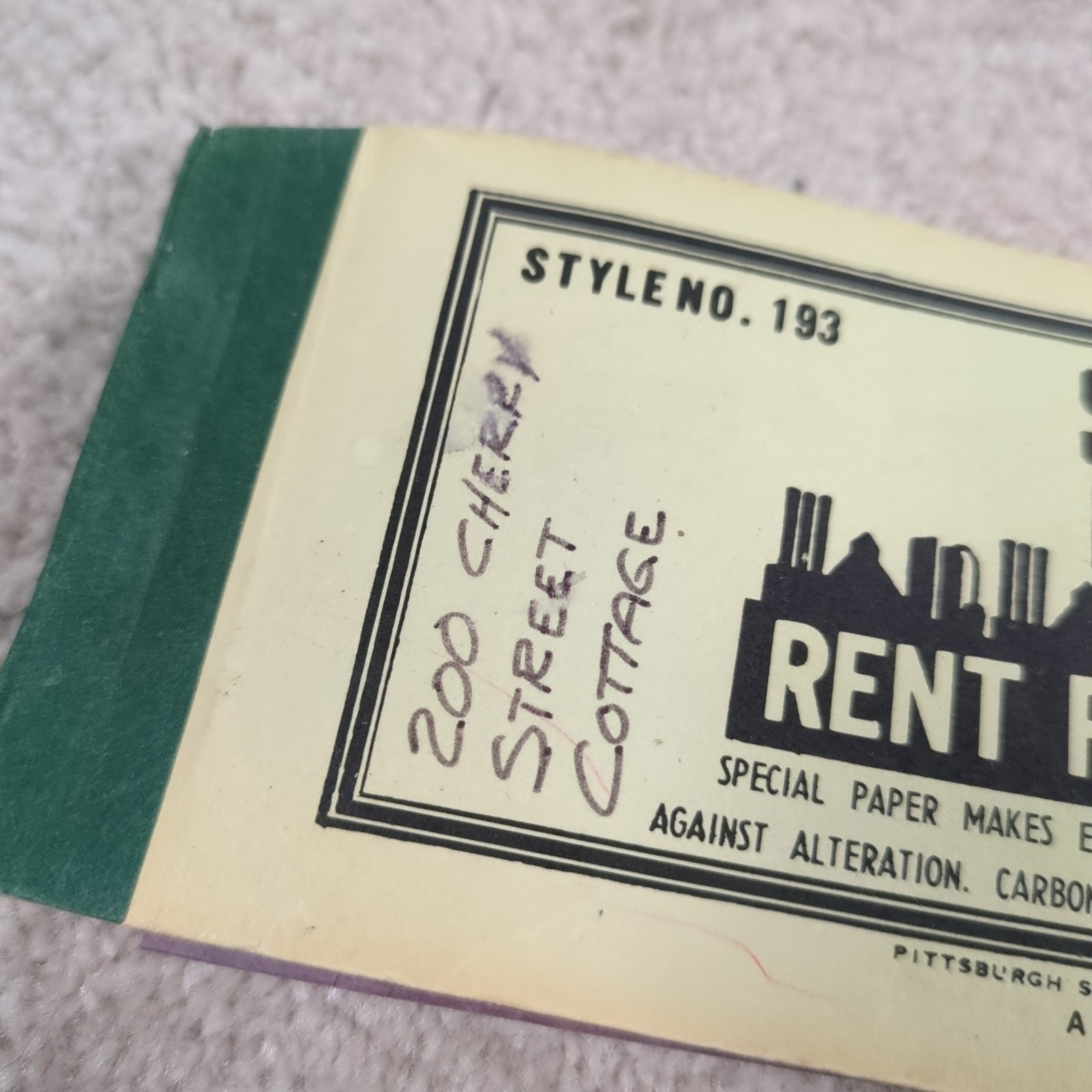 Steel City Rent Receipt Book No. 193 Used With Carbon Paper Vintage 50s 60s
