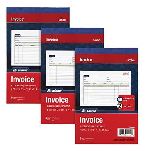 Carbonless Invoice Book 3 Pack – 2 Part Sales Slips, 50 Sets Each, 5.5″x8.5