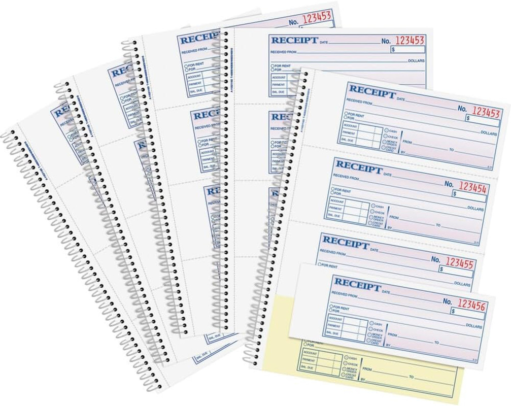 SC1182PK Money Receipt Book,Spiral,2-Part,7-5/8-Inch x11-Inch,1000/PK,WE/CA
