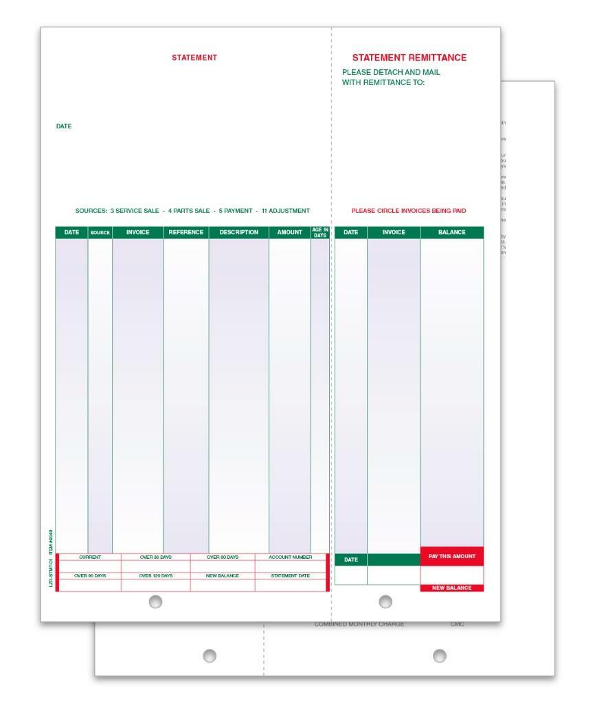 250 LASER STATEMENT, OPEN ITEMS – LZR-STMT-OI / Item # 8049 Plain