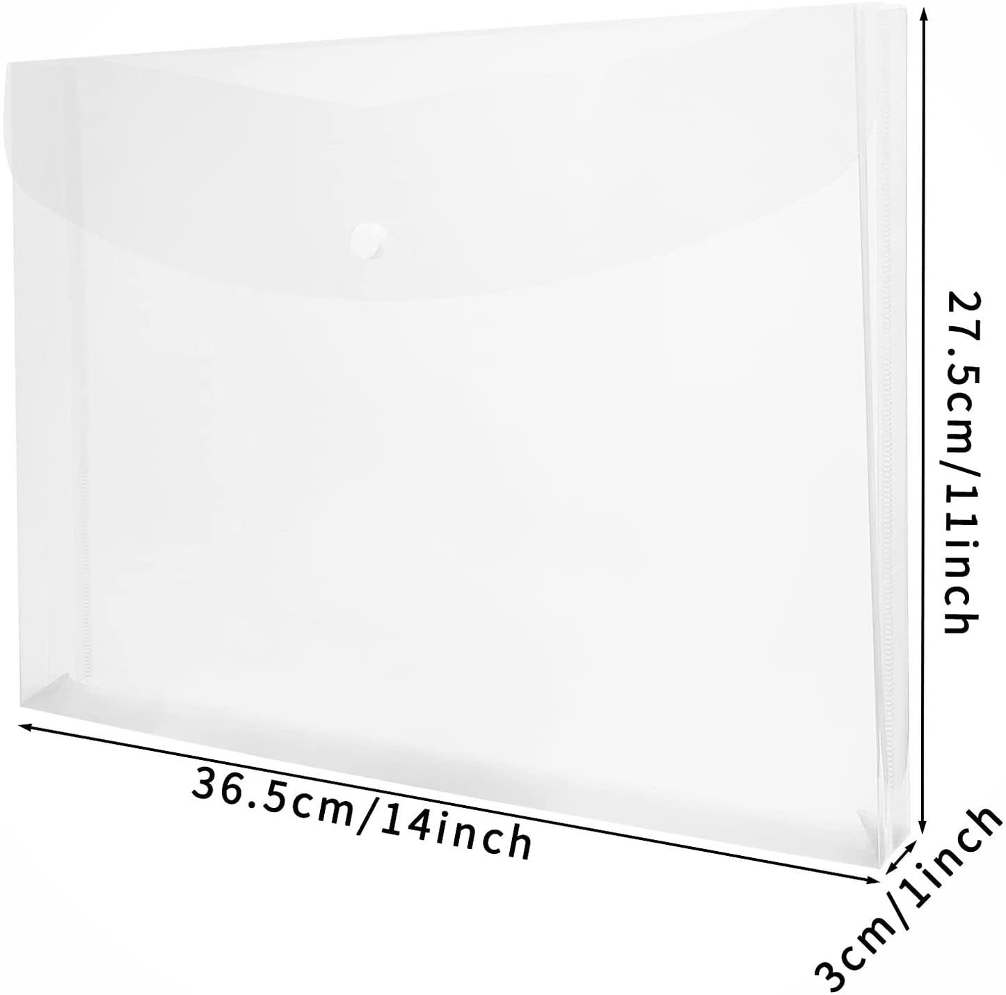 Plastic Legal Size Envelopes with Snap Closure,Clear Poly 6pcs-white