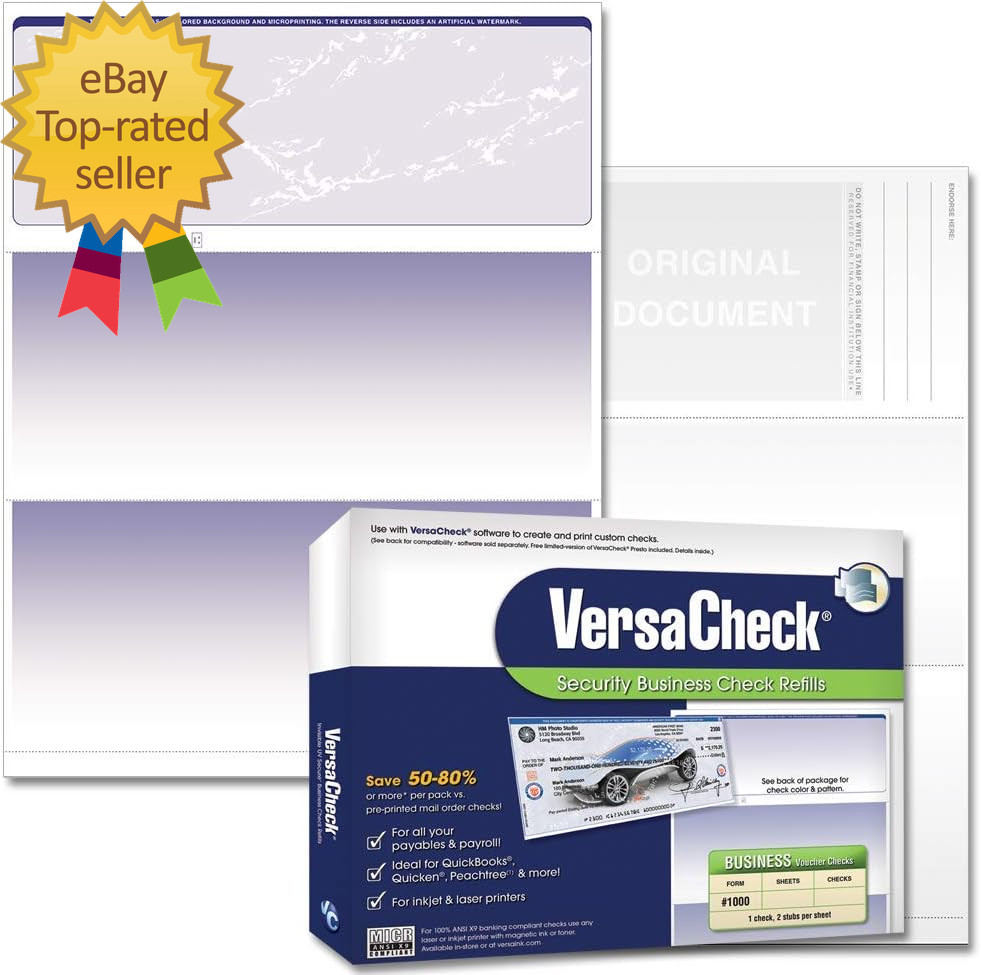 Secure Checks – 500 Blank Business Voucher Checks – Blue Prestige – 500 Sheets F