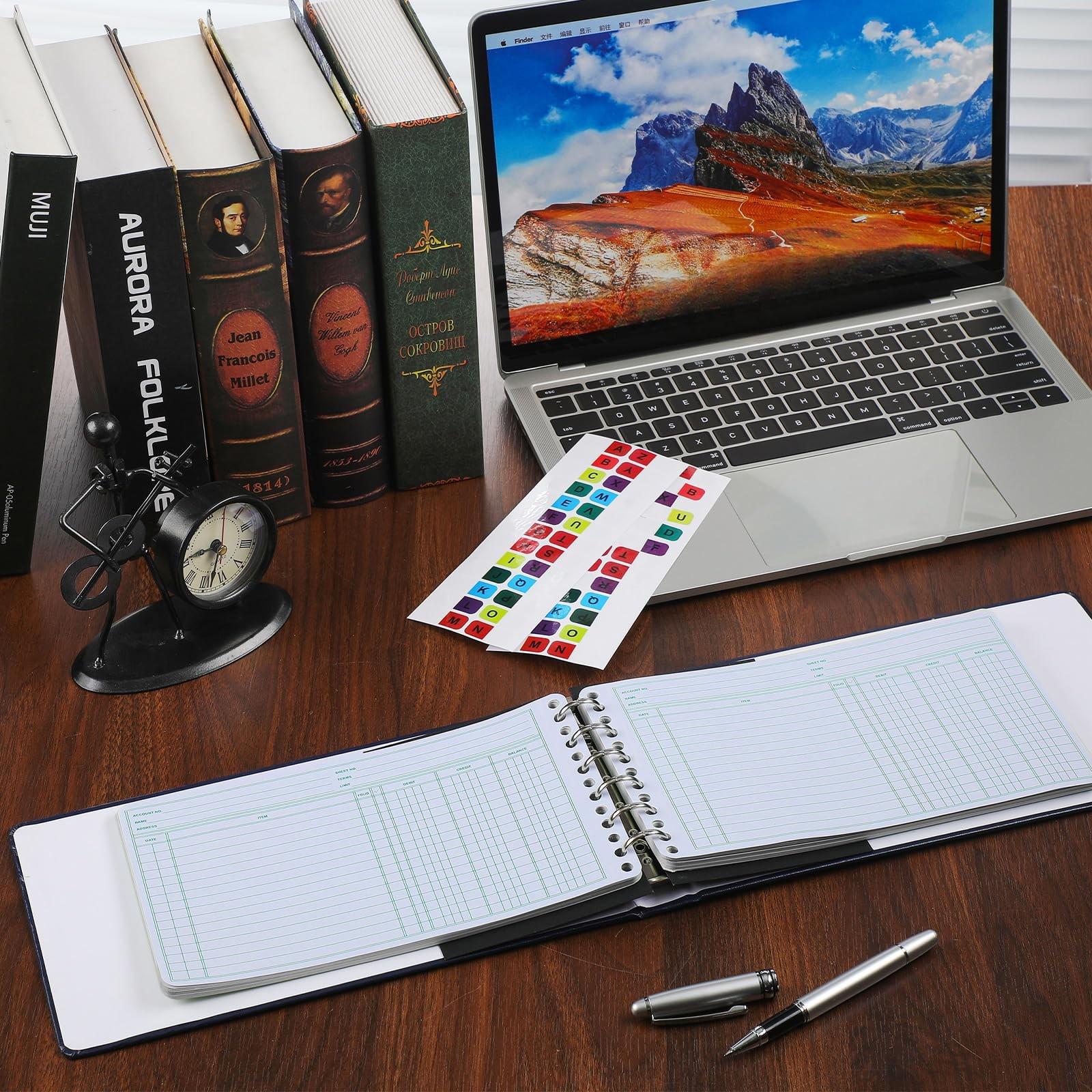 Ring Ledger Binder with 200 Pcs 5″X8.5″ Ledger Sheets Small Index Tabs
