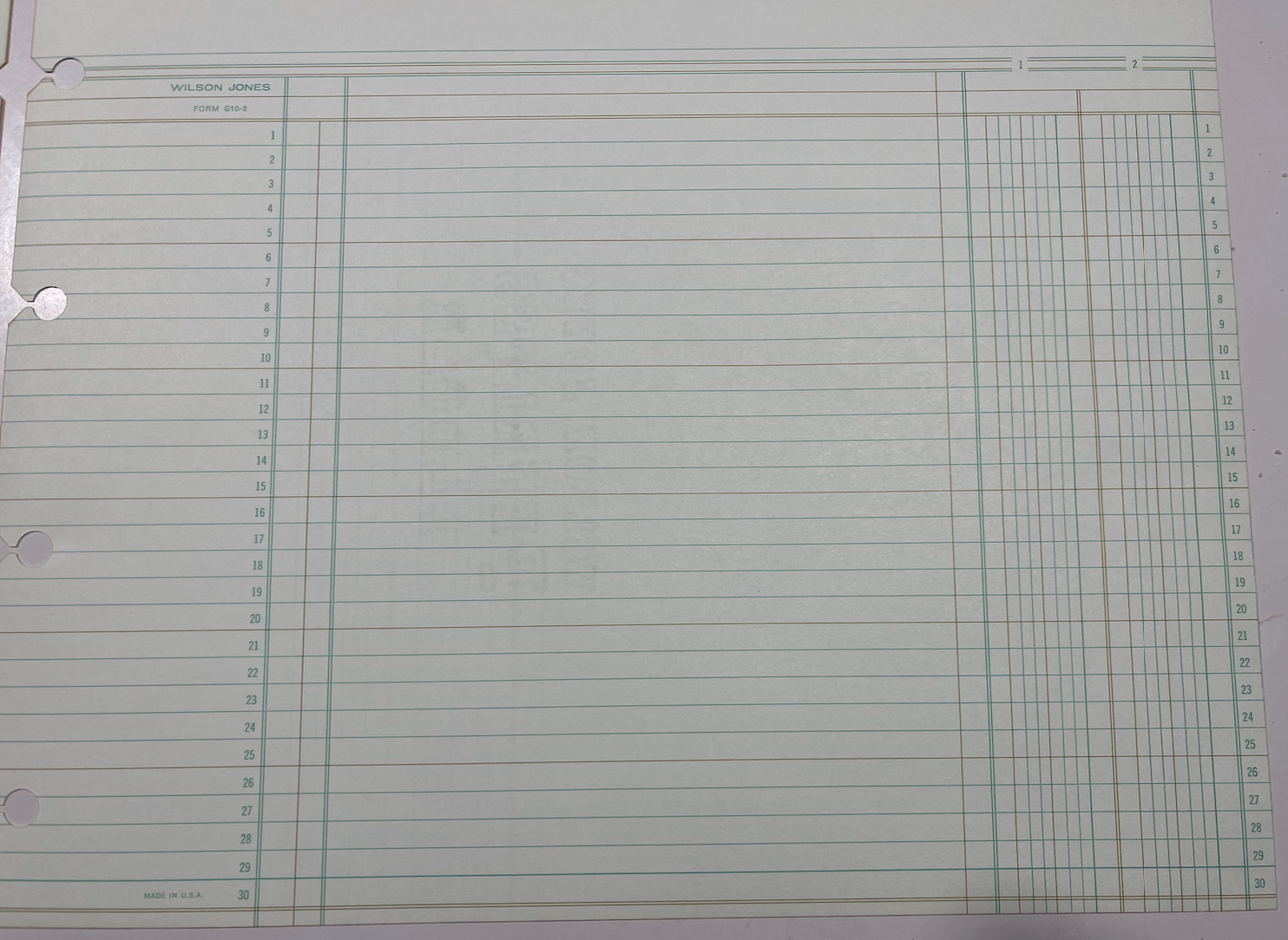 WILSON JONES G10-2 COLUMNAR 100 SHEETS GREEN NEW FOR POST BINDERS 9-1/4 x 11-7/8