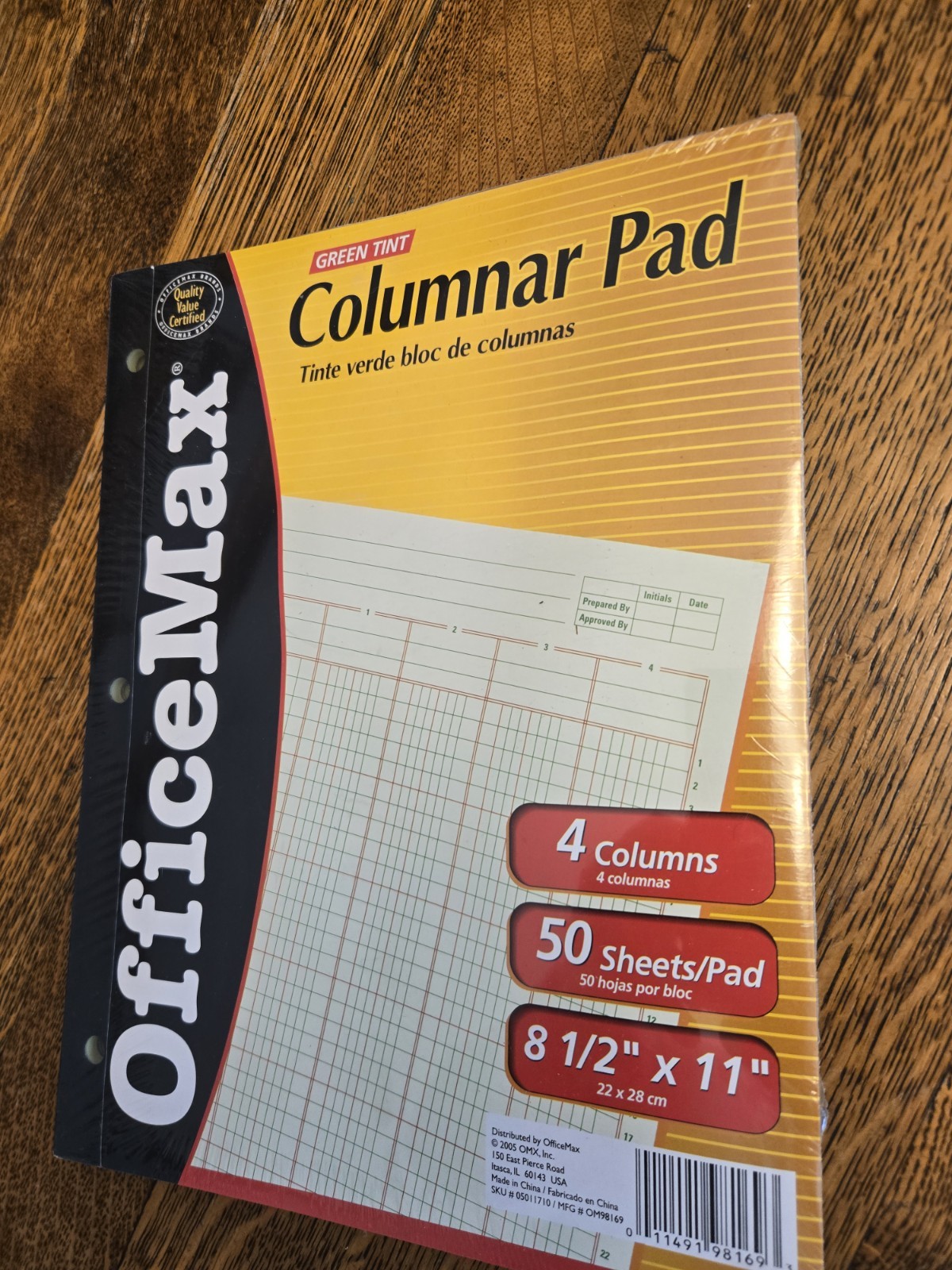 2 pk Columnar Pad 4 Column 11″ X8 1/2″ Green OfficeMax NEW NOS 100 sheets total