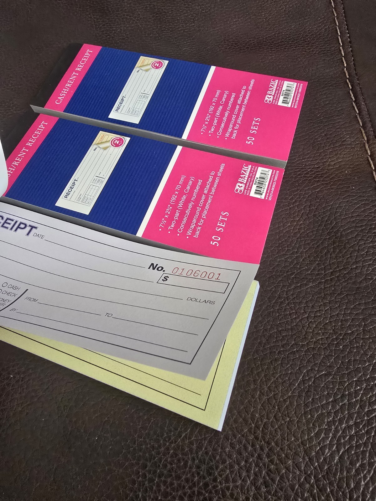 BAZIC Cash/Rent Receipt Book, 50 Sets Per Book (Pack of 3 Books) Consecutive #’s