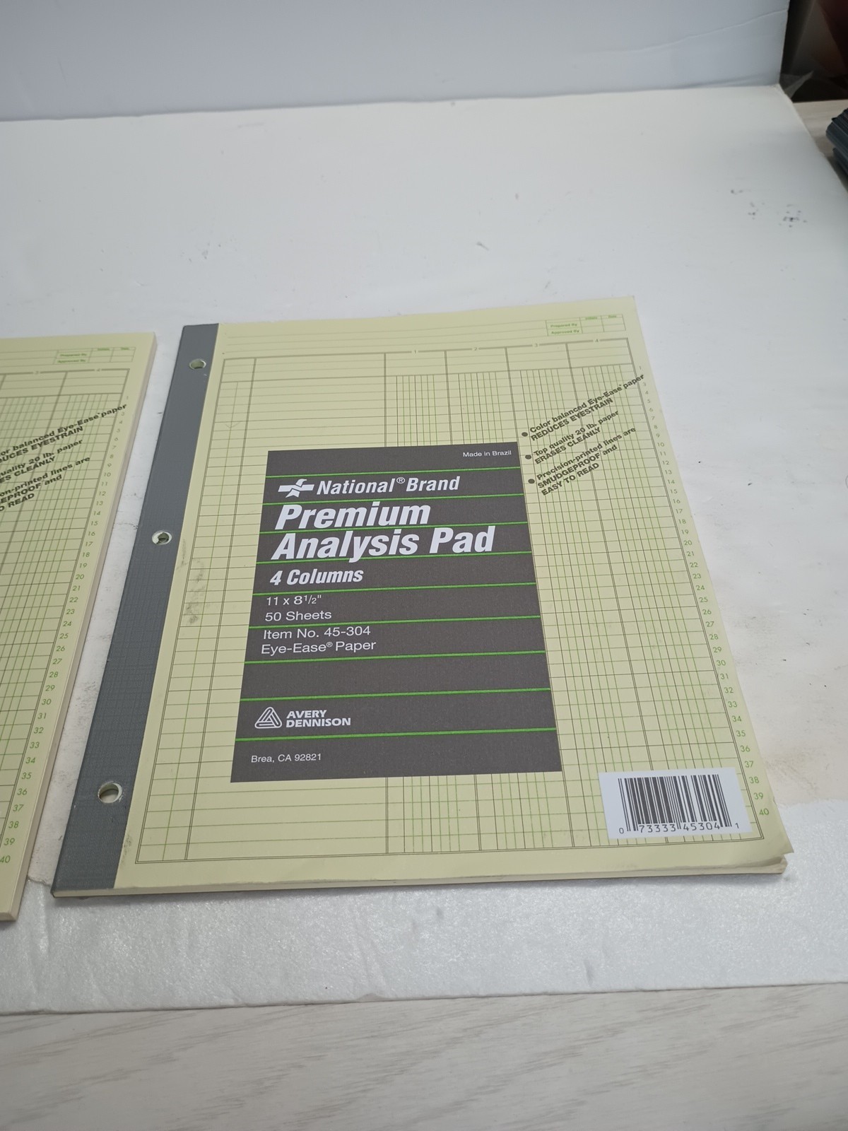(1) New Premium Analysis Pad Set 2 5 column 45-605 National Avery Green 8.5×11.