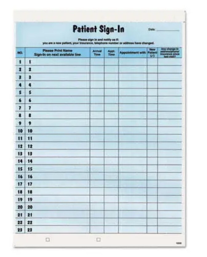 Tabbies Patient Sign-In Label Forms Color Blue 8 1/2″ x 11 5/8″ 125 Pack 14531