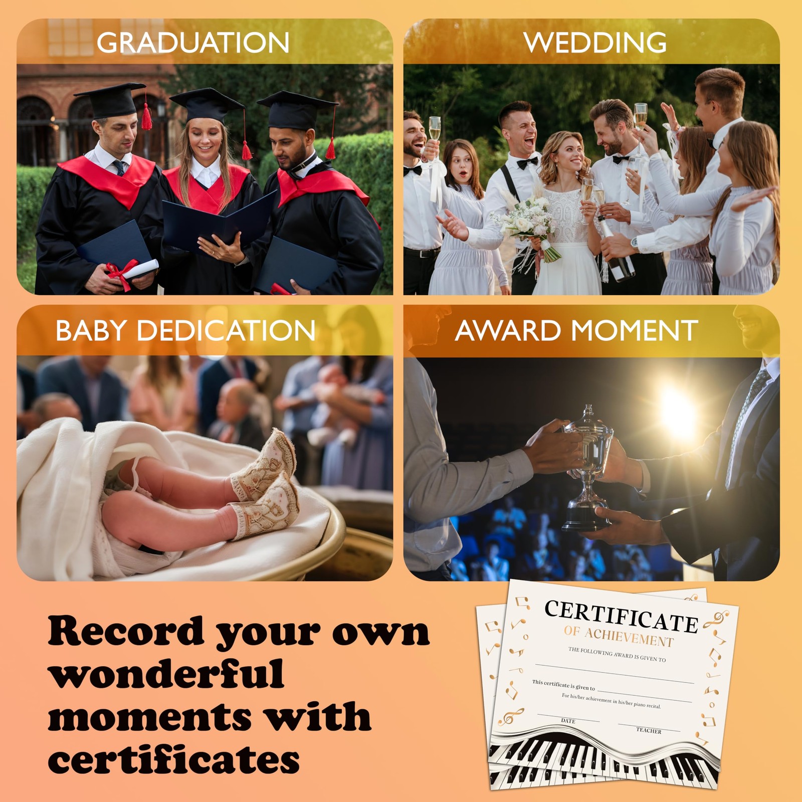 Music Award Certificates of Achievement, Recognition Certificate – 8 x