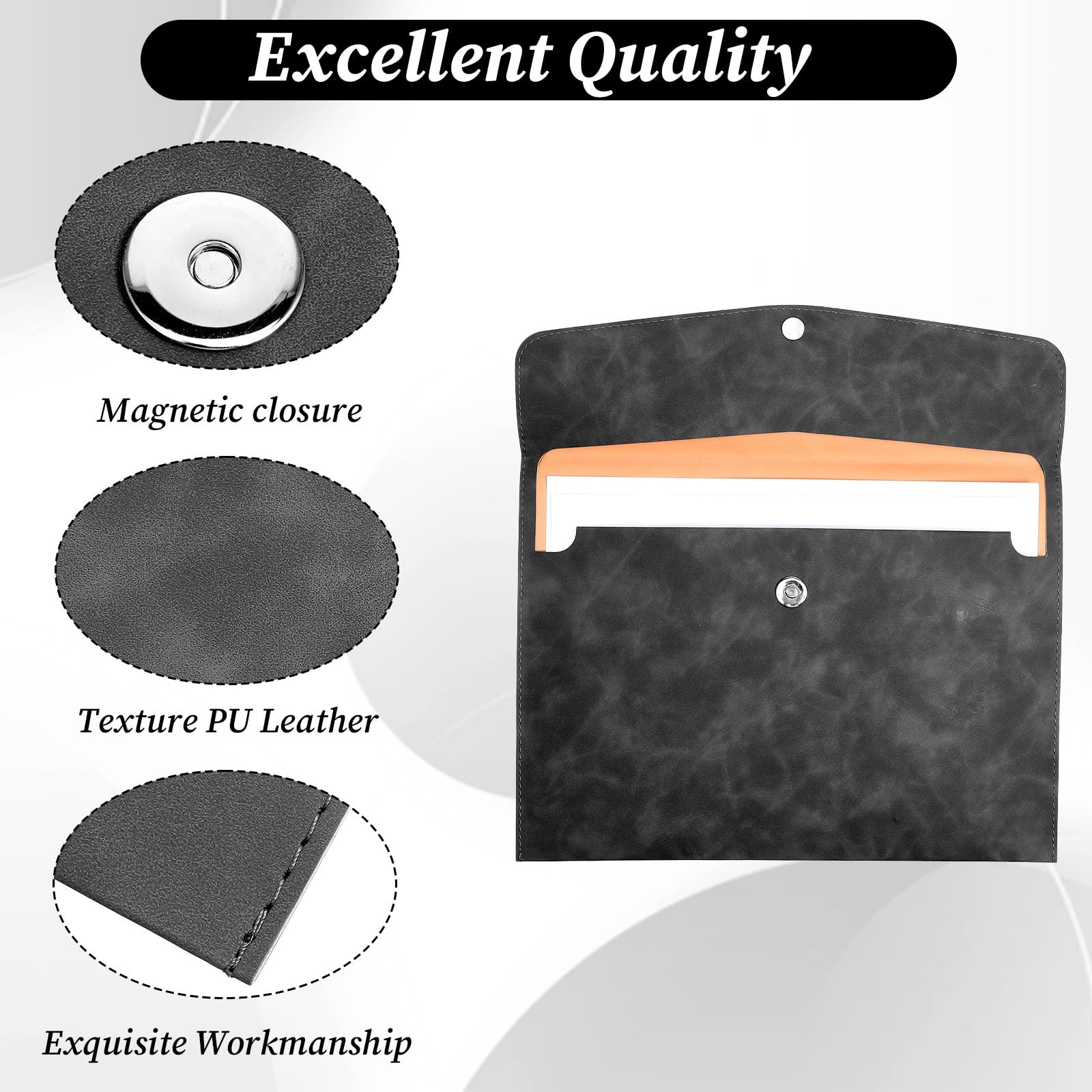 XLIUAX Resume Folder, Leather File Folder Black Folders Travel