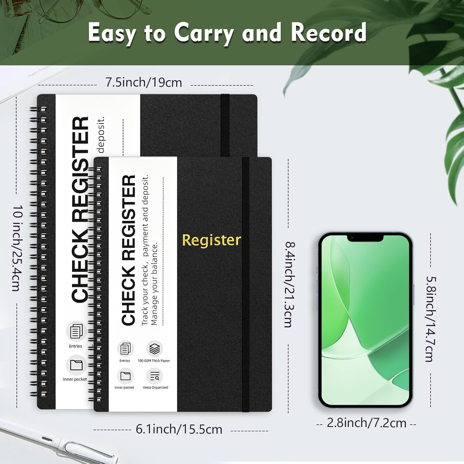 Check Registers for Personal Checkbook, Spiral Large Check Register Book, Budget