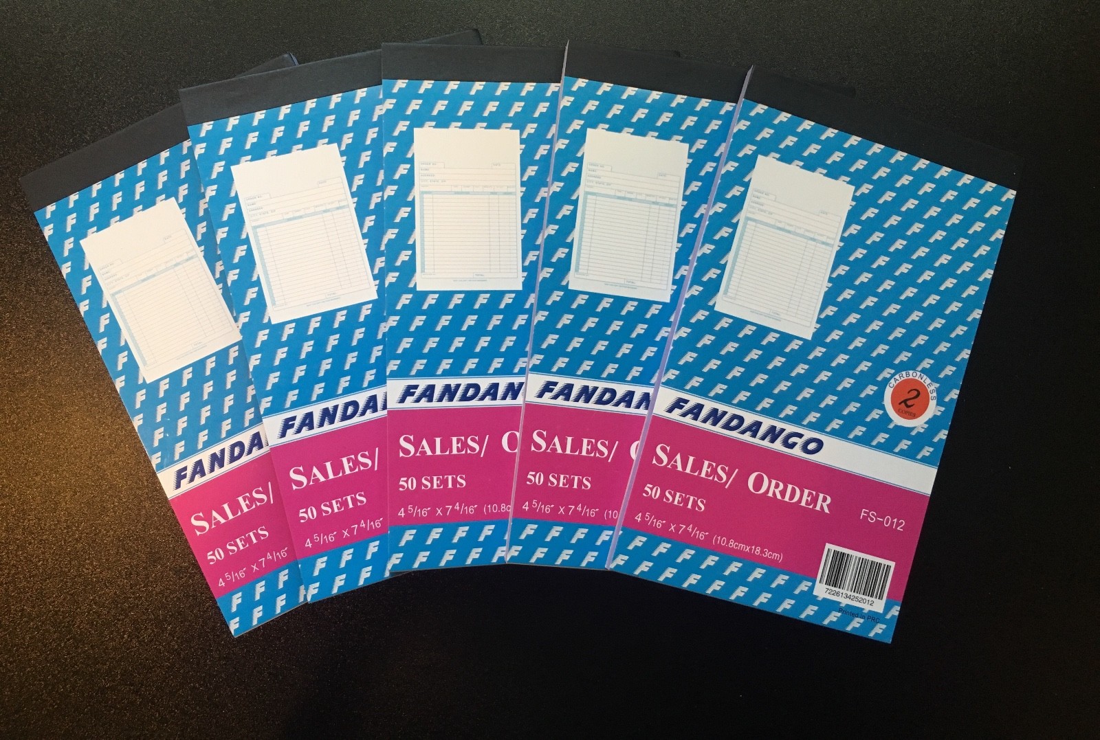 5 Pack: 2 part Carbonless Sales Order Books Receipt Form Invoice 50 Set 4.5×7.5