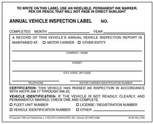 Durable 2-Ply VINYL Annual Vehicle Inspection Labels, 50-Pack for DOT Compliance
