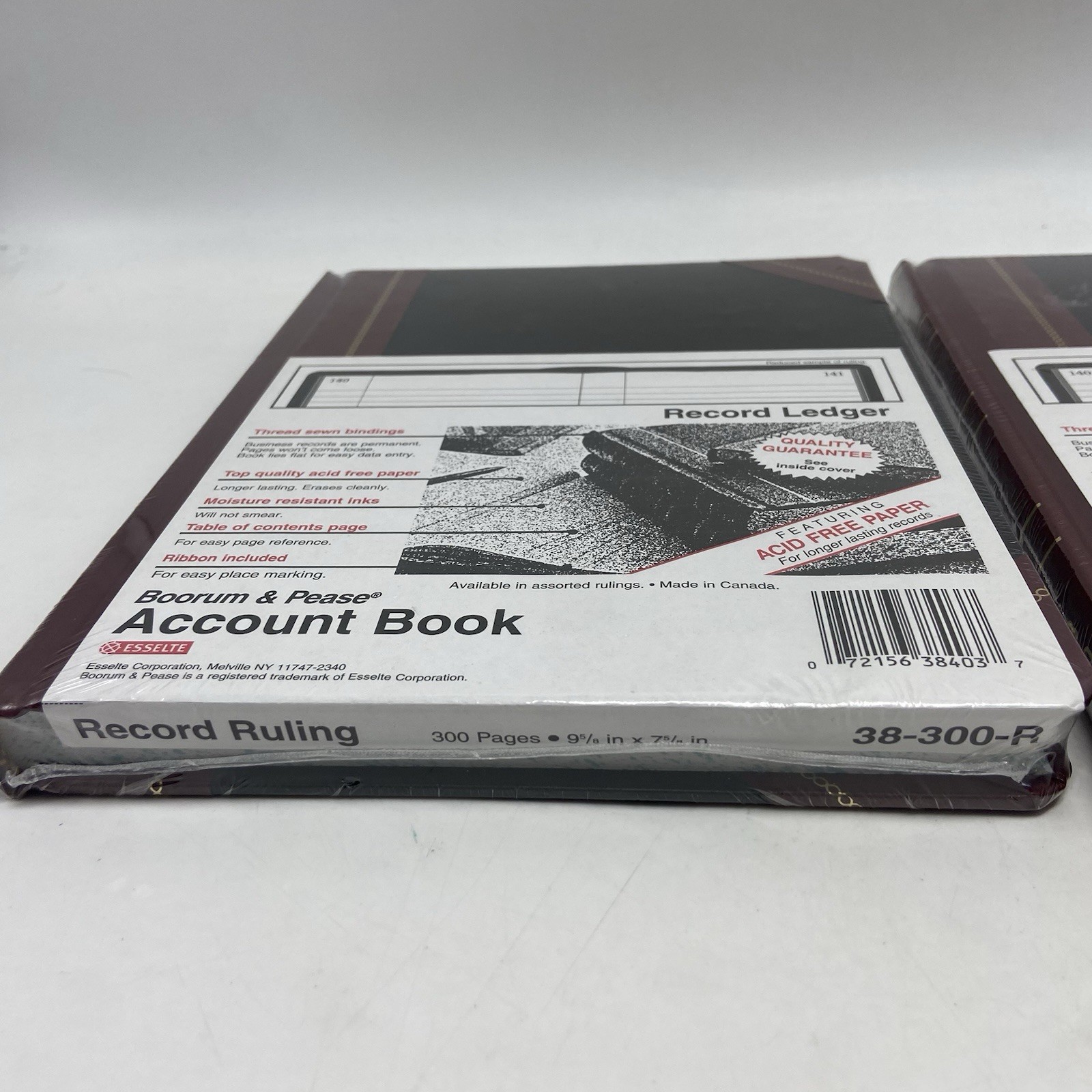 (2) Boorum & Pease Account Book Record Ledger Black/Red 300 Pages 38-300-R