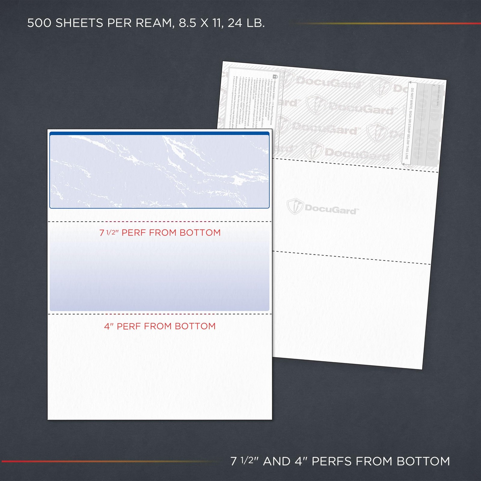 DocuGard Standard Blue Marble Top Check, 24 lb, 8.5 x 11 Inches, 2500 Sheets