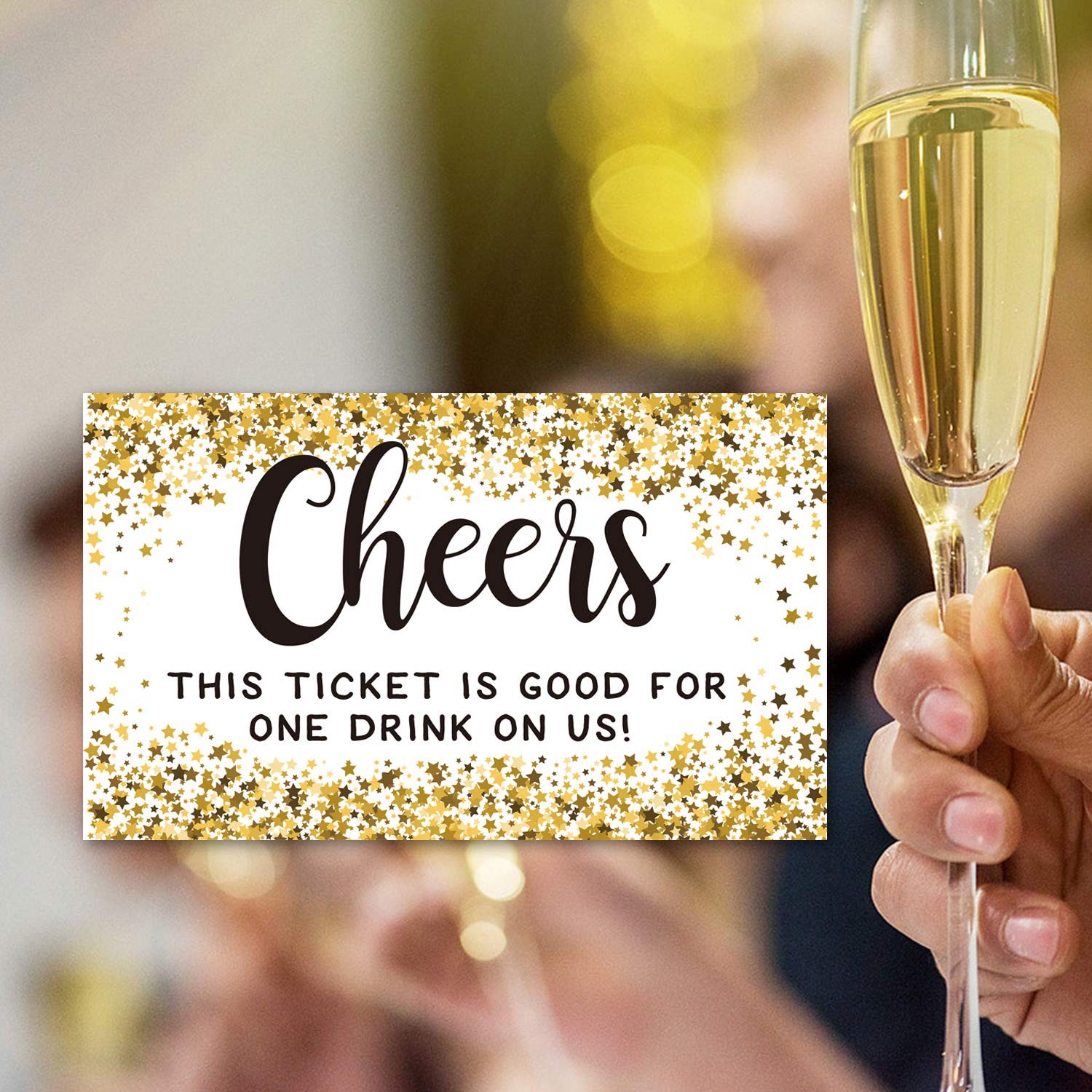 Gold Star Cheers Pack of 50 Free Drink Tickets for Events, 2 inch,