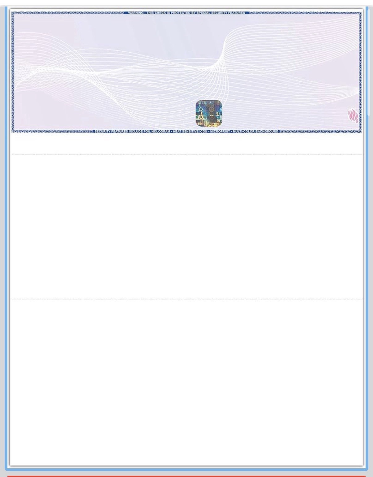 EZ Checks High Security Blank Check Stock Paper, Check Stock with Hologram
