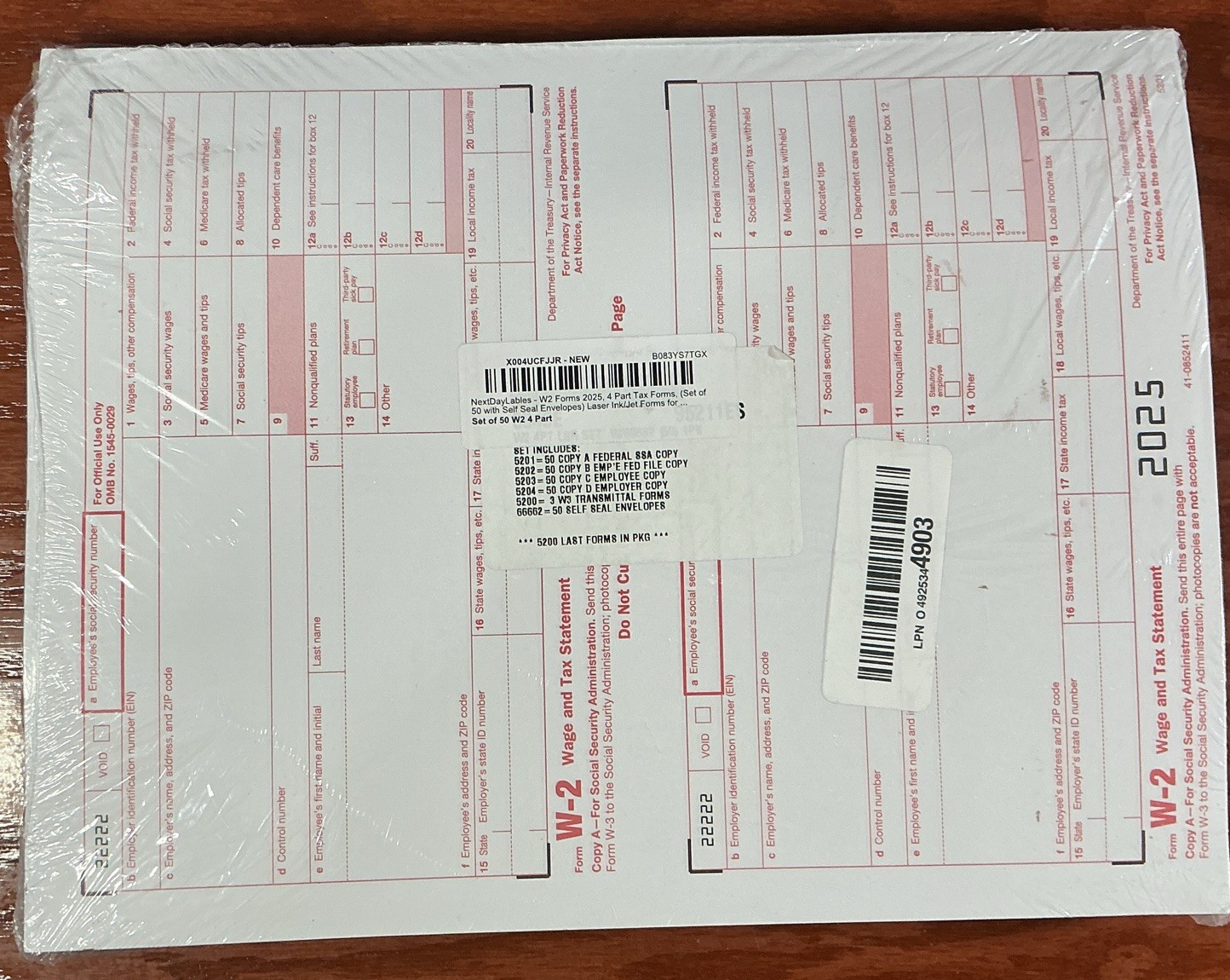 2025 Misc Tax Forms W2s, Several 5200 Series with Envelopes. Laser Forms In Pkg.