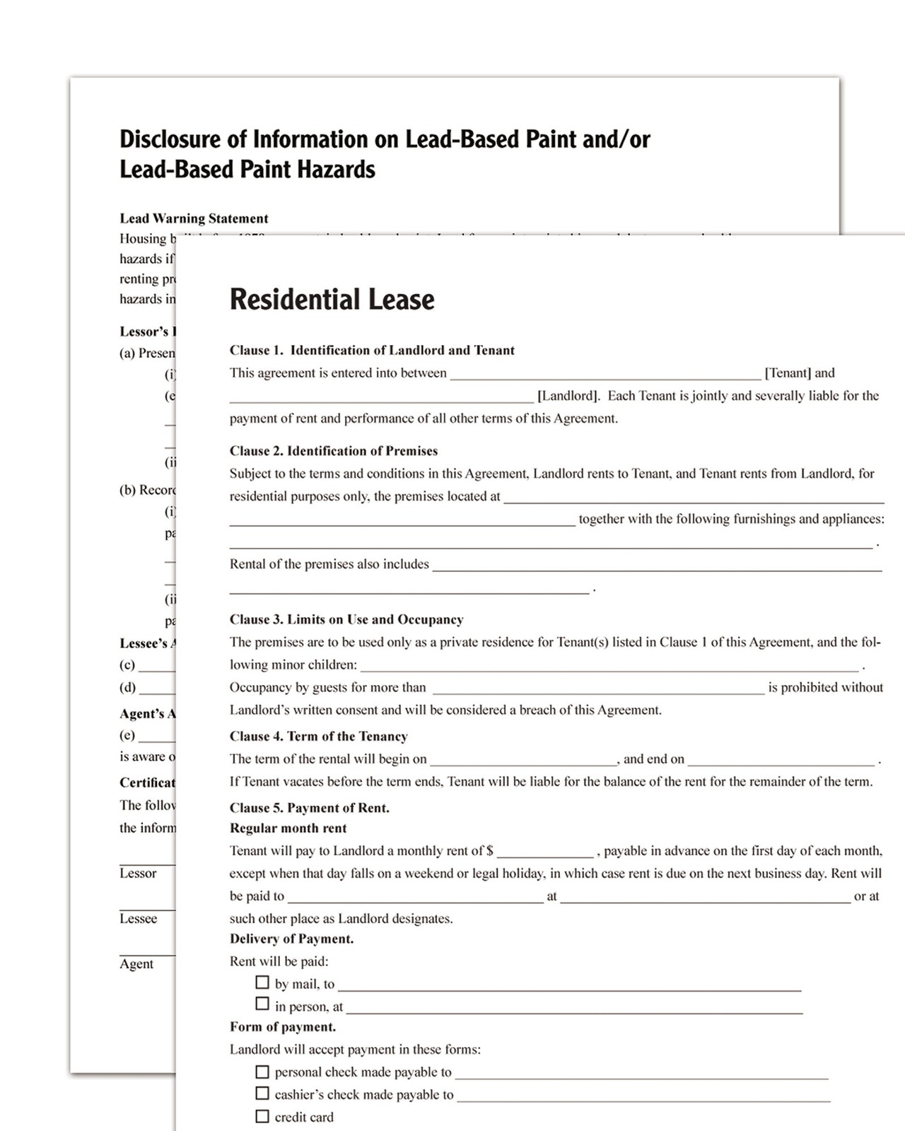 Adams Residential Lease Forms Complete Kit Printable and Fillable Templates