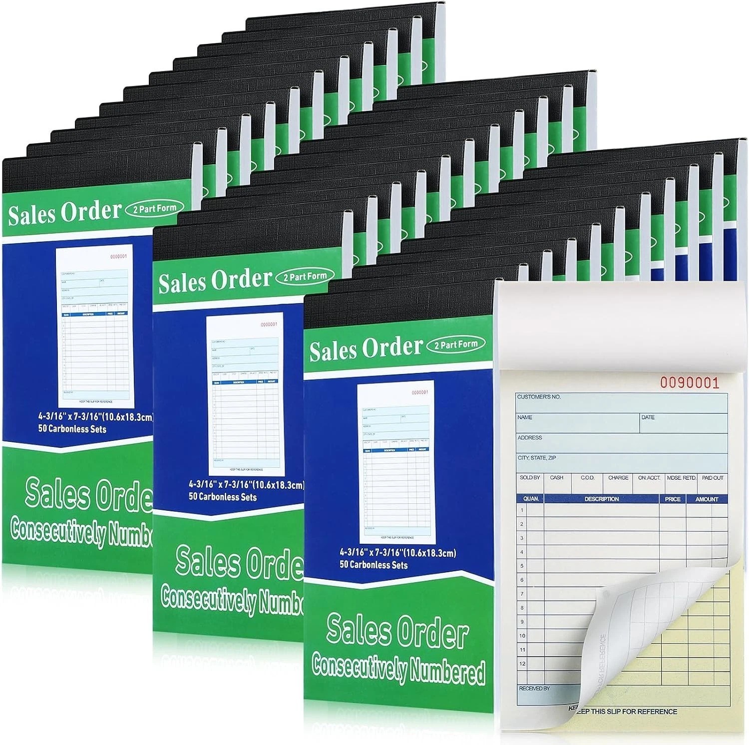 34 Receipt Books – 2-Part Carbonless, 50 Sets, Numbered, Small Business