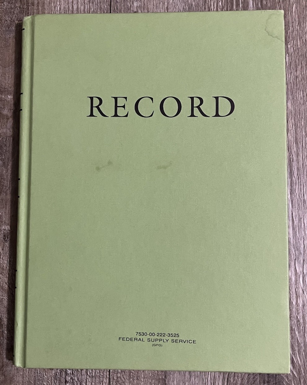 Federal Supply Service Record Book Green Hardbound 7530-00-222-3525