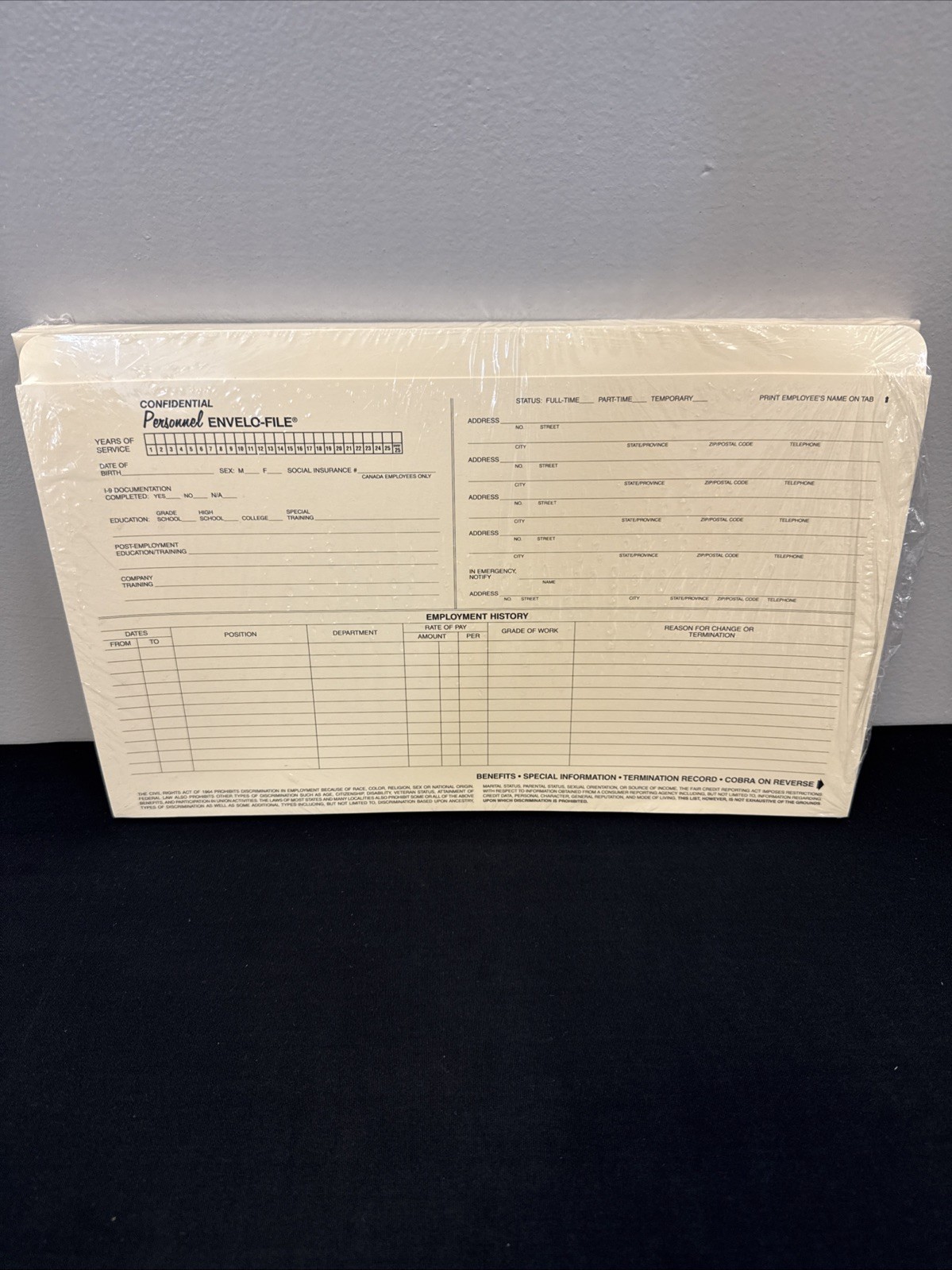 ComplyRight Confidential Personnel Envelo-File Legal Size 25/Pack (A0731)