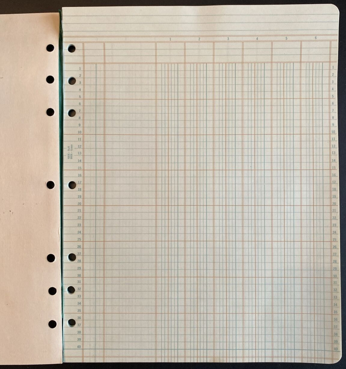 Vtg Boorum & Pease Columnar Acctg Pad 6 Column 8806 46 Unused, Blank Green Pgs