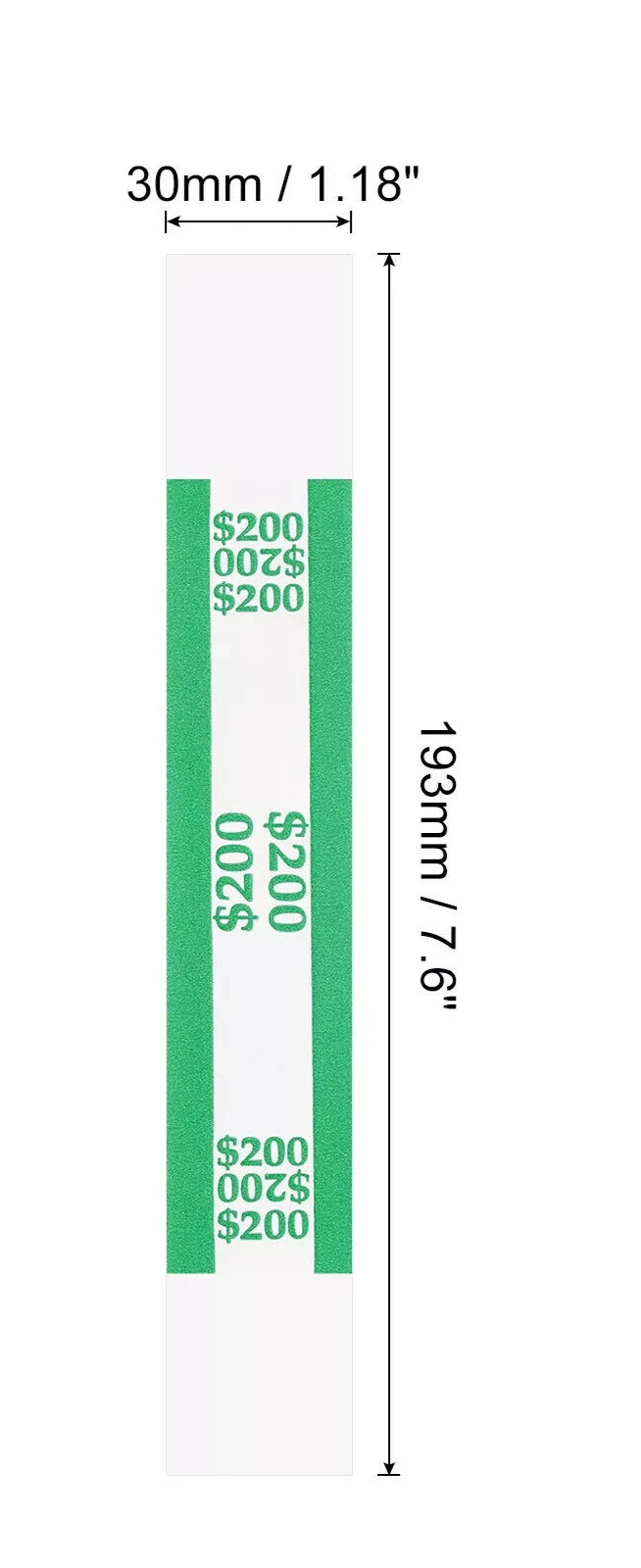 10 Self-Sealing Green Bill Straps Holds $200 Bill Wrappers Currency Bands