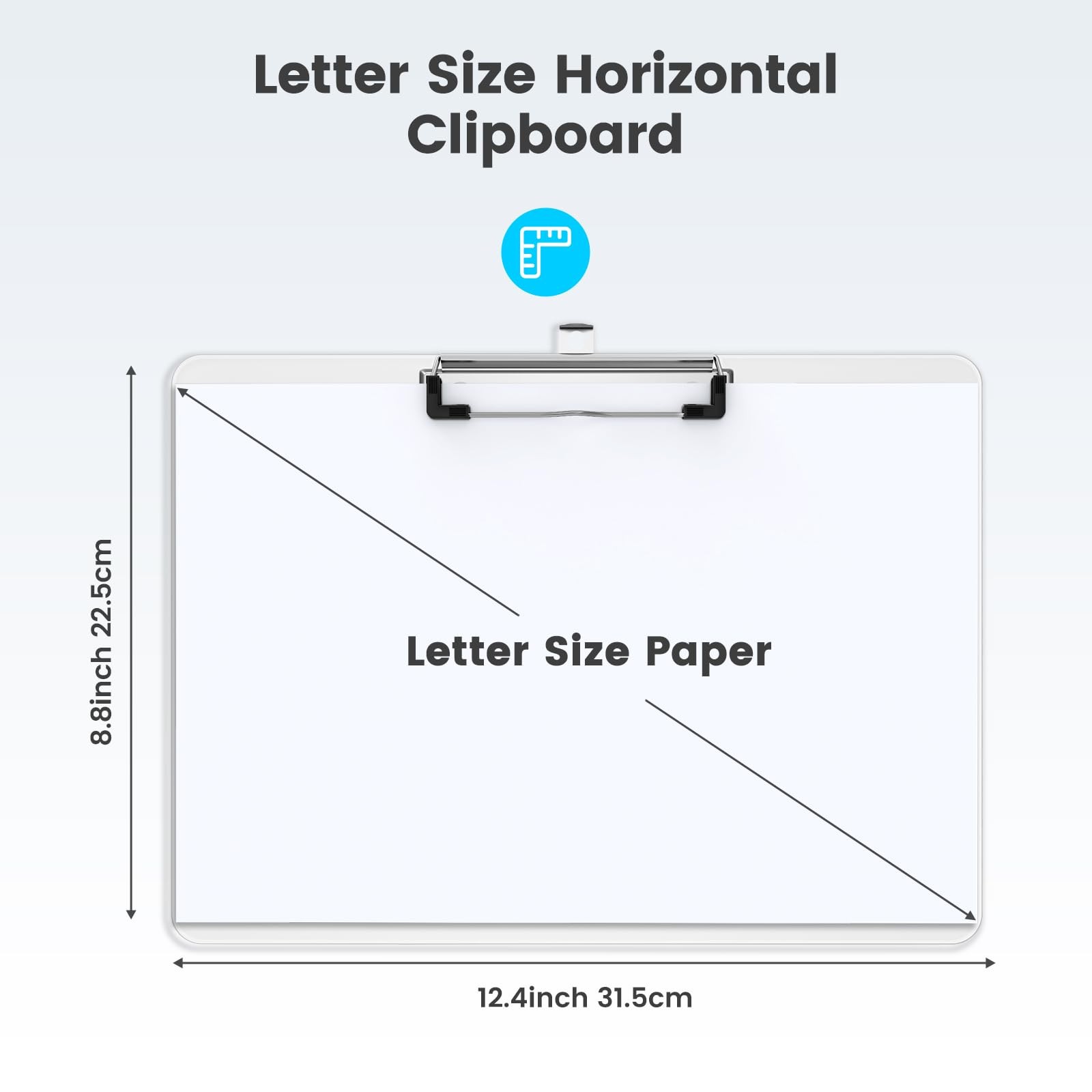 Macroclo Horizontal Plastic Clipboards, Clear 8.5 x 11 Clip Board