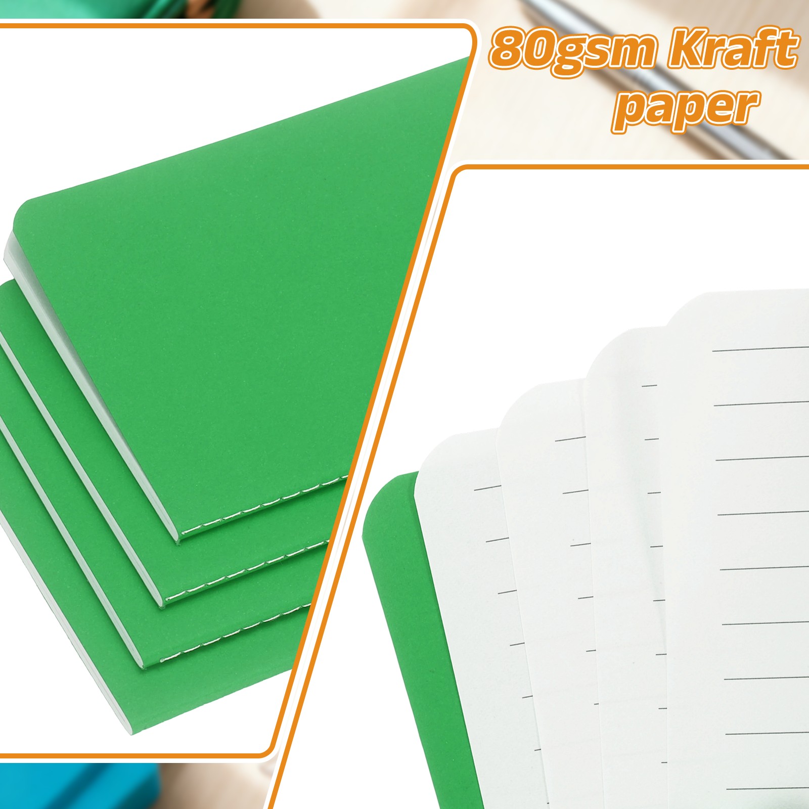 6 Pack A6 Notebook, A6 Journal Mini Notebook Pocket Kraft,Dark Green